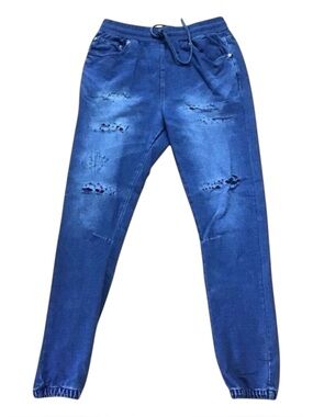 CROOKS & Castel trouser pants baggy skater jeans distressed denim jogging pants
